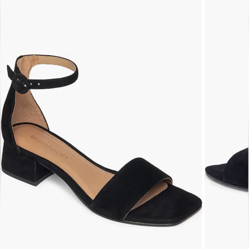 NEW $188 Bernardo Jalena Black Suede heel sandals women size 8